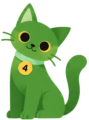 Juniper, the green cat who is digit four