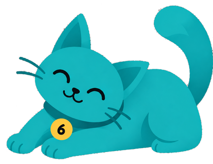 Marina, the teal cat who is digit six