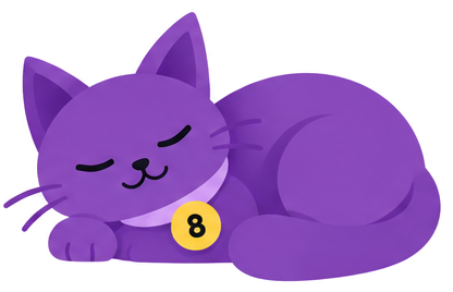 Shadow, the purple cat who is digit eight