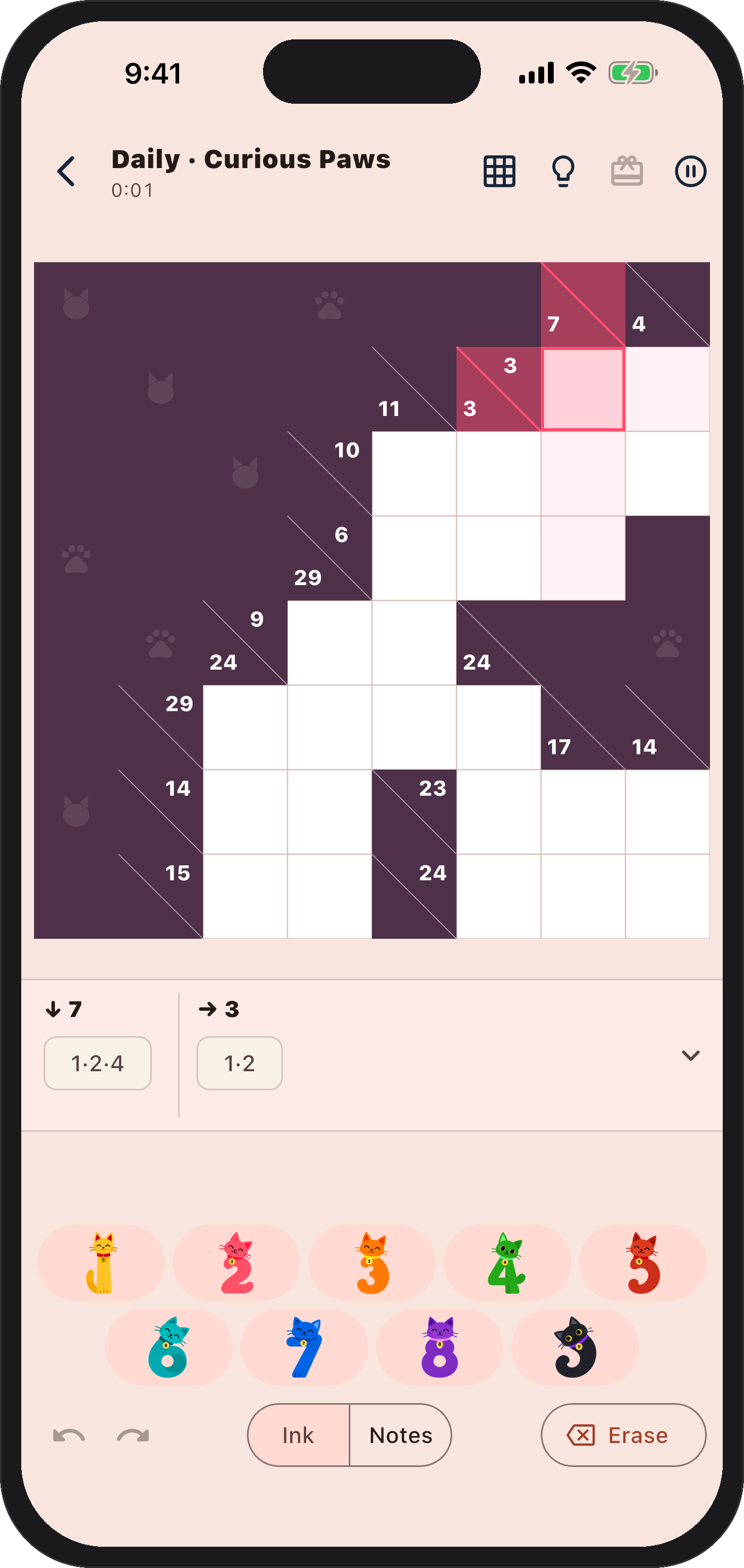 The daily challenge board open in Catkuro